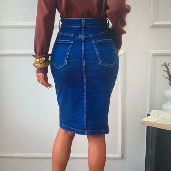 Blue Denim Skirt with blue jeans and a blue skirt for women and women in a dress - Picture 4 of 4